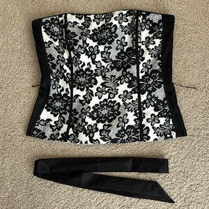 WHBM black and cream lace bustier